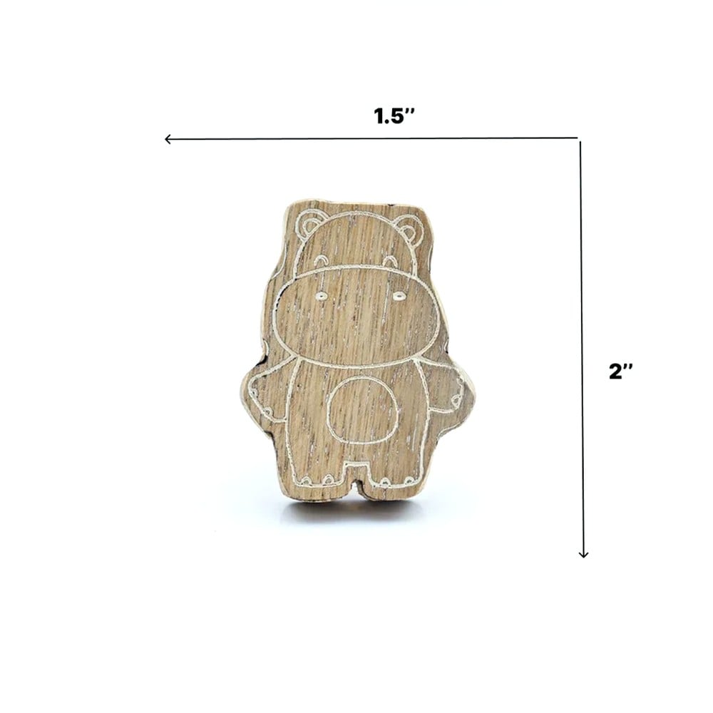 Kids Handmade Mango Wood Hippo Drawer Knob